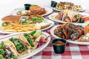 Restaurant style plates of delicious Mexican food dishes with a variety of flavors and textures for any appetite.