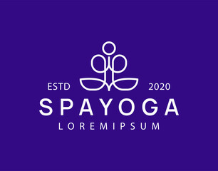 Spa Yoga Logo Design Template. Human Yoga Icon Line Art Vector