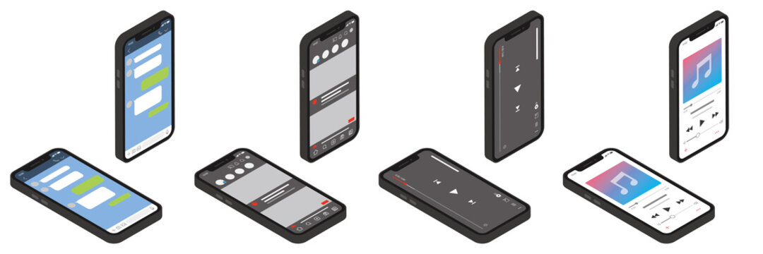Isometric mobile phones and apps アイソメトリック　スマホとアプリ