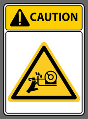 Warning sign sling fastens the finger while the machine is running.Caution sign