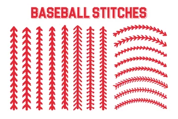 Fotobehang Red stitches of baseball Stitch design for baseball lovers © anuwat