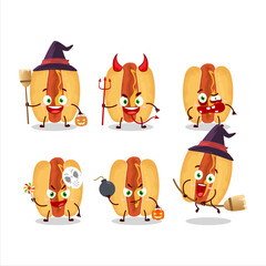 Halloween expression emoticons with cartoon character of hot dogs