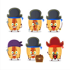 Cartoon character of hot dogs with various pirates emoticons