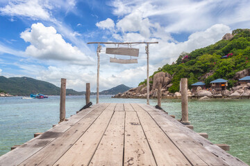 Beautiful landscape of viewpoint in sunny day at Koh Nang Yuan Island
