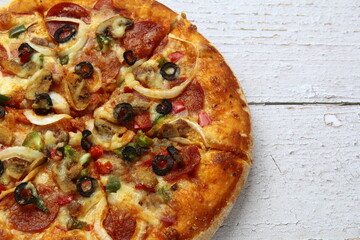 Freshly cooked flavored Pizza