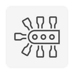 Beverage industry vector icon. That business process automation and technology consist of row bottle packaging on conveyor belt in production line to manufacturing or produce drink product. 64x64 px.