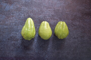 Raw whole fresh Chayote squash