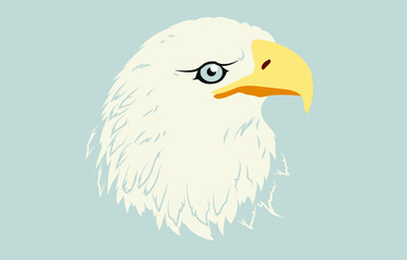 Line art of eagle head on Pastel Color Gray background