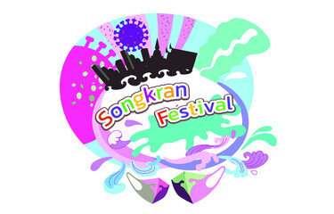Songkran festival of Thailand design background, vector illustration