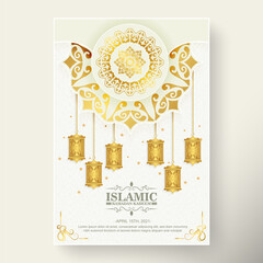 Elegant White Ramadan Kareem Poster with Mandala