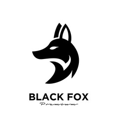 Logo design of black fox silhouette animal mascot logo template vector illustration