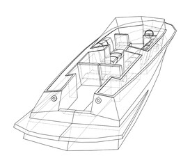 Modern boat with seats. Vector