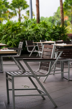 Seating Of Alfresco Breakfast Area In A Hotel Resort.