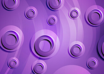 Bright violet abstract wavy corporate background with circles. Geometric vector design