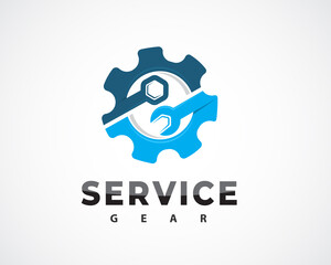 auto service gear machine logo symbol design illustration