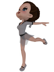 3d illustration of an cute dancing toon figure