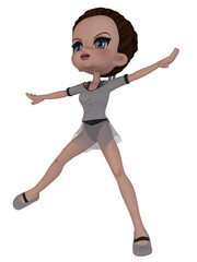 3d illustration of an cute dancing toon figure