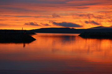 sunset over the lake