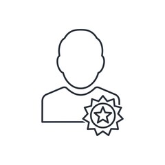 Man with an award. Vector linear icon isolated on white background.