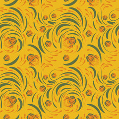 Folk floral pattern. Abstract flowers surface design. Seamless pattern