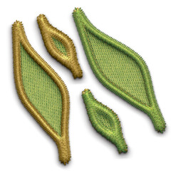 High resolution floral and element embroidery isolated on white background.  No shadow to change colour easily.