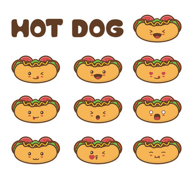 cute cartoon hotdog emoticon