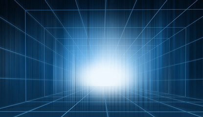 Abstract of blue theme 3 space with the futuristic high-tech backdrop - Tv News concept