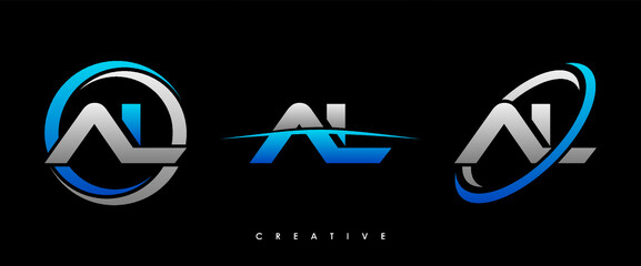AL Letter Initial Logo Design Template Vector Illustration - obrazy, fototapety, plakaty