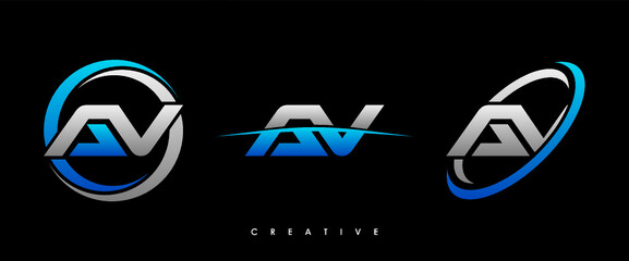 AV Letter Initial Logo Design Template Vector Illustration - obrazy, fototapety, plakaty