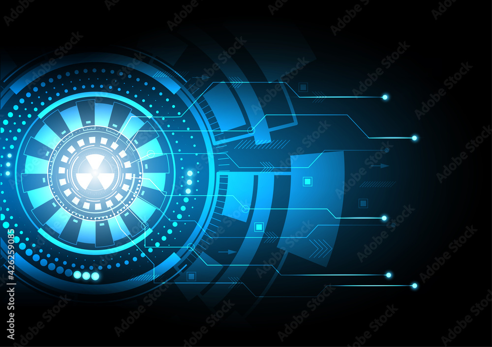 Poster abstract hi-tech background. future technology digital circuit network and circle shape innovation v