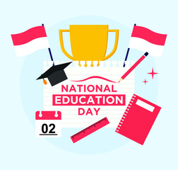 Flat design of Indonesian National Education Day