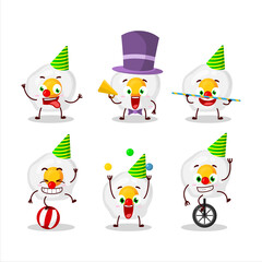 Cartoon character of fried egg with various circus shows