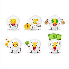 Fried egg cartoon character with cute emoticon bring money