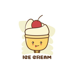 cute mascot character ice cream
