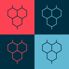 Pop art Chemical formula icon isolated on color background. Abstract hexagon for innovation medicine, health, research and science. Vector