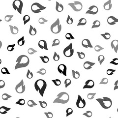 Black Fire flame icon isolated seamless pattern on white background. Vector