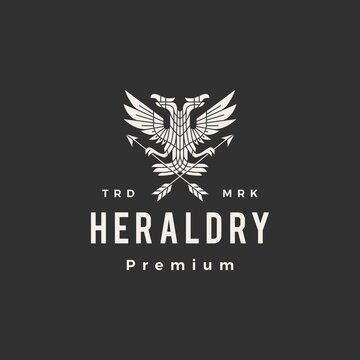 double headed eagle heraldry hipster vintage logo vector icon illustration