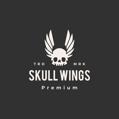skull wings hipster vintage logo vector icon illustration