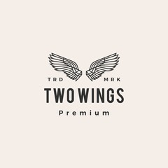 two wings hipster vintage logo vector icon illustration