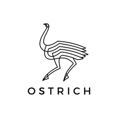 ostrich monoline logo vector icon illustration