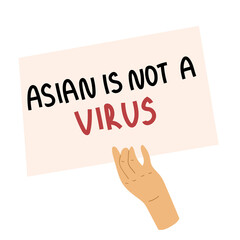 Stop Asian Hate.Antiracism banner. Asian is not a Virus.