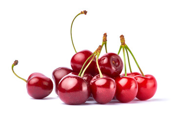 sweet cherry fruits isolated on white background