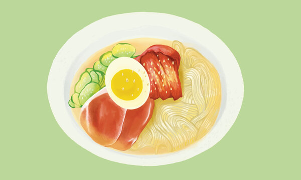 冷麺-手書き風食べ物イラスト