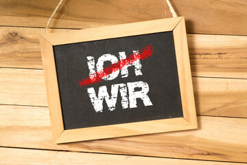 Eine Tafel und Worte Ich und Wir