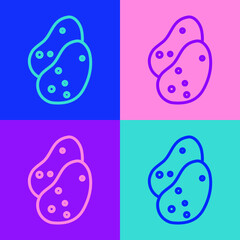 Pop art line Potato icon isolated on color background. Vector