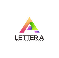 Letter a logo colorful abstract gradient vector design