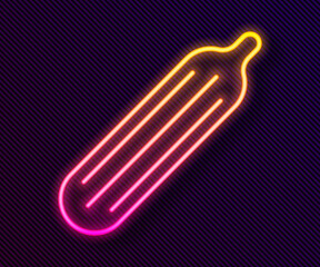 Glowing neon line Fresh cucumber icon isolated on black background. Vector