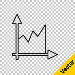 Black line Graph, schedule, chart, diagram, infographic, pie graph icon isolated on transparent background. Vector