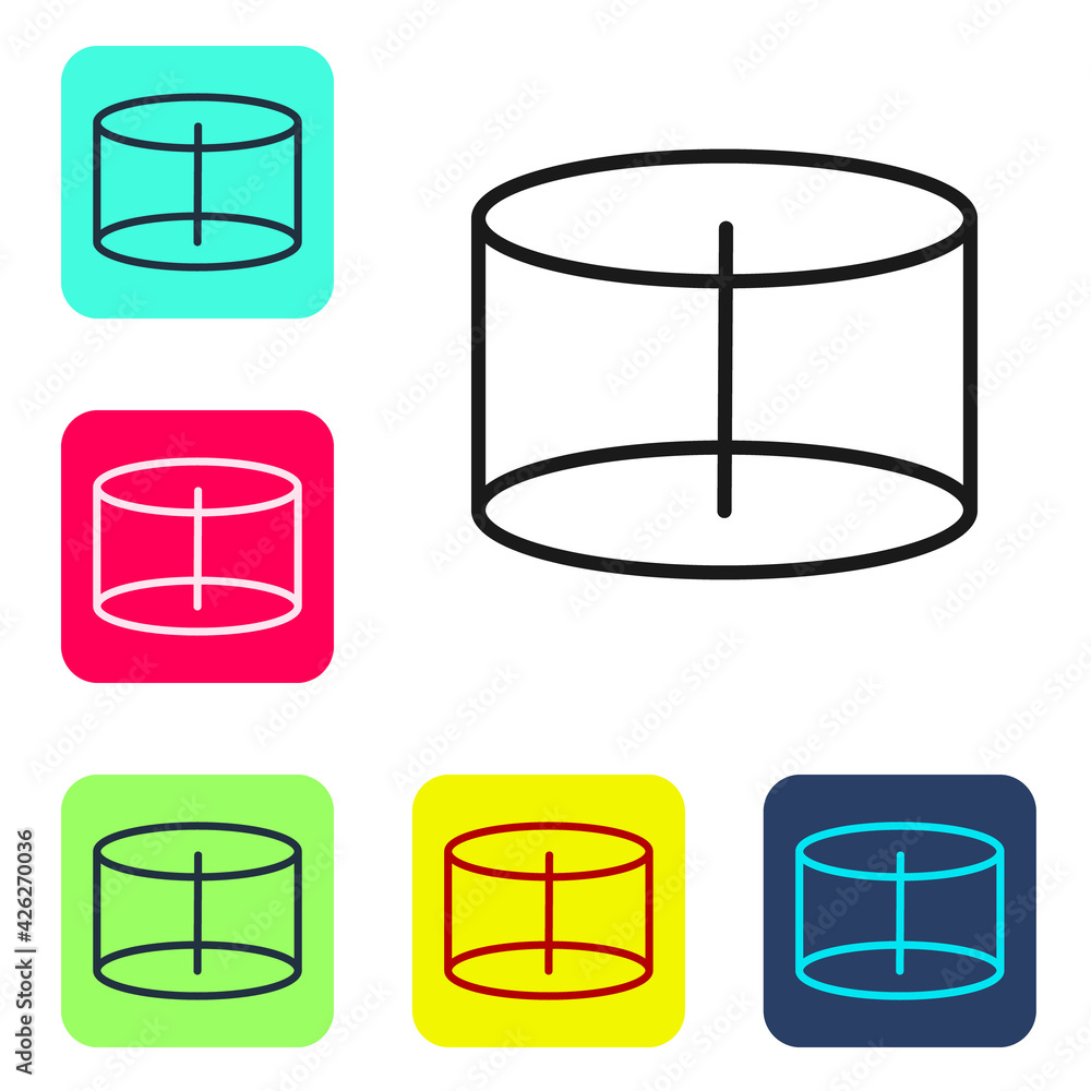 Poster black line geometric figure cylinder icon isolated on white background. abstract shape. geometric or