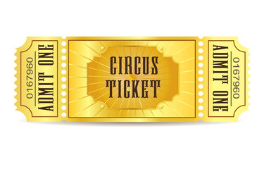 Vintage Circus ticket. Vector template of retro vintage circus ticket
